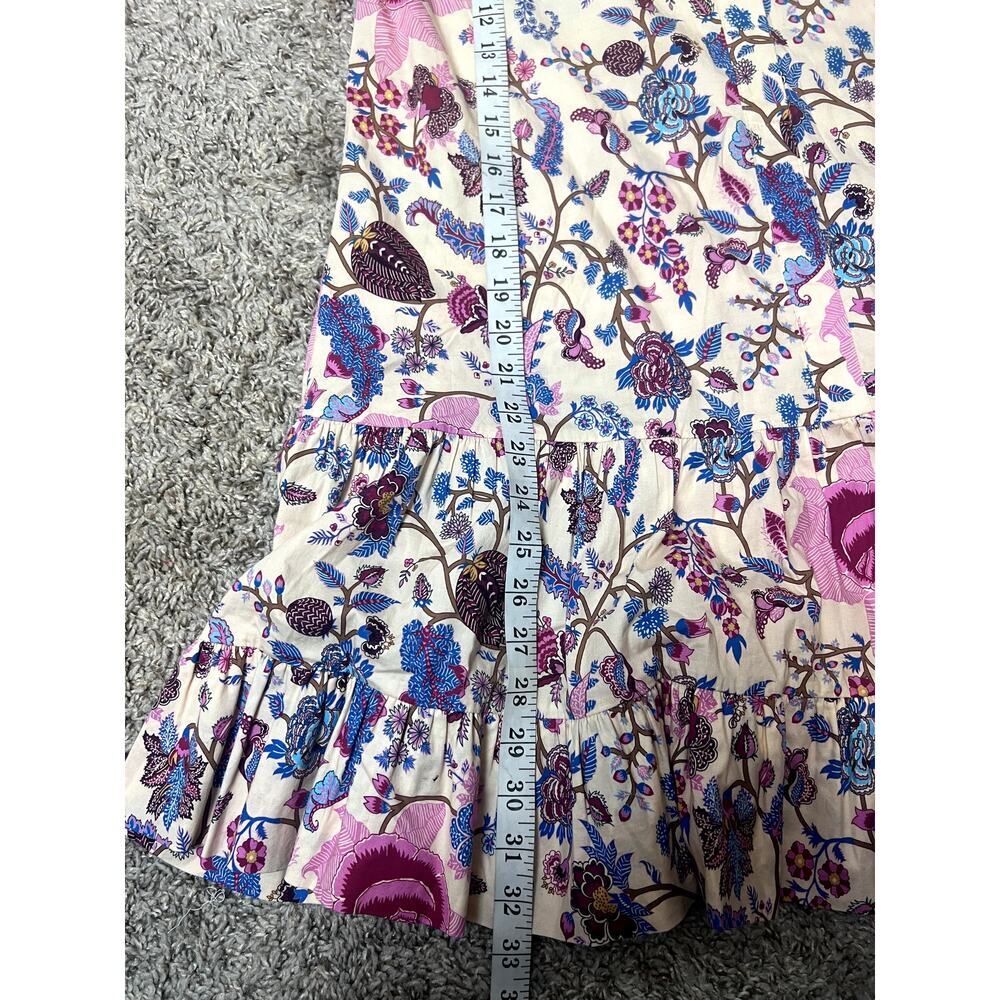 AMUR Kenna Tiered Ruffle Mini Dress Beige Floral Size 8 - Picture 7 of 8